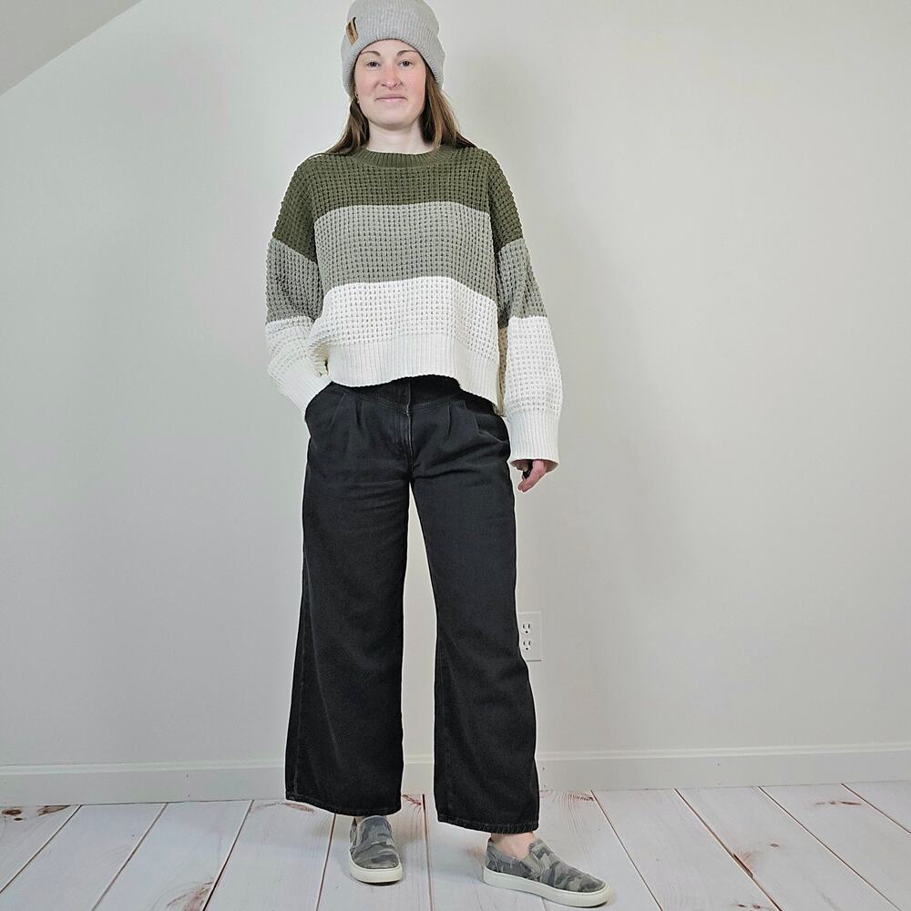 Steve Madden Ombre Colorblock Sweater Green Cream XL